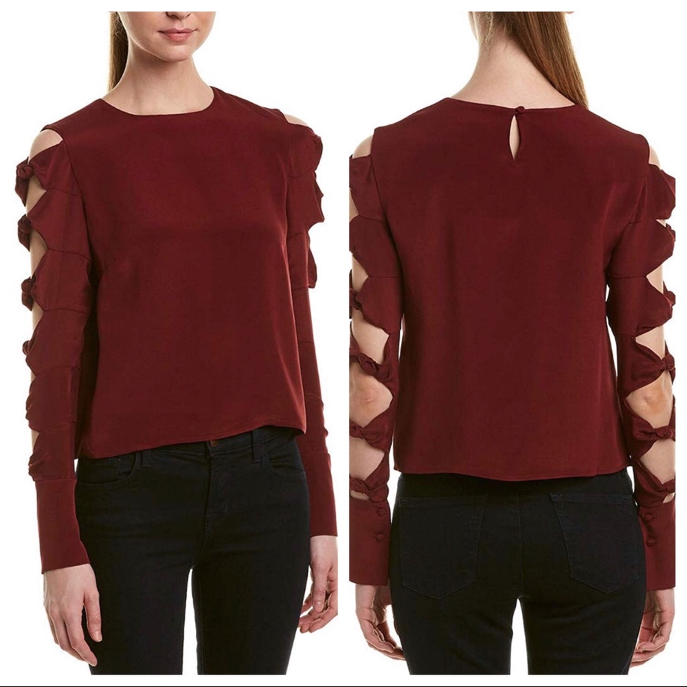 CATHERINE MALANDRINO Womens Silk Cut-Out Blouse